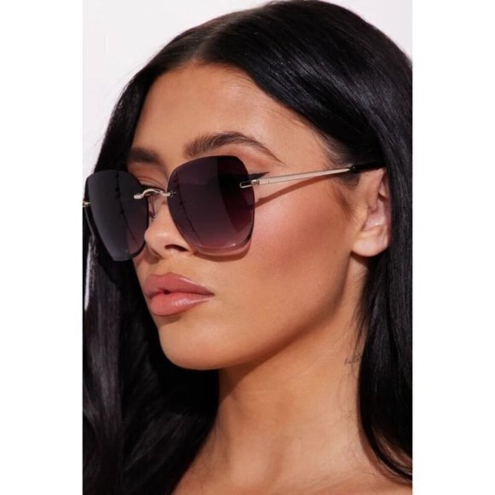 Around Me Round Frame‎ Rimless Sunglasses Grey - Picture 2 of 9